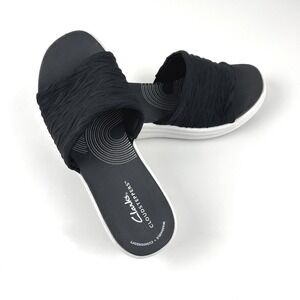 Clarks Cloudsteppers Drift Petal Flat Slide Sandals Womens 7 Black